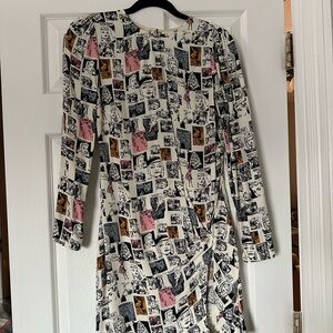 Reformation Black and Cream Graphic Dress